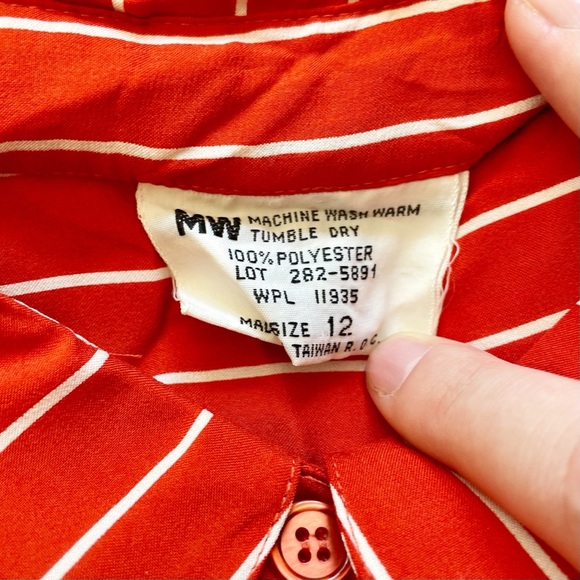 Vintage 80s Vertical Stripe Button Down Blouse - Picture 4 of 4